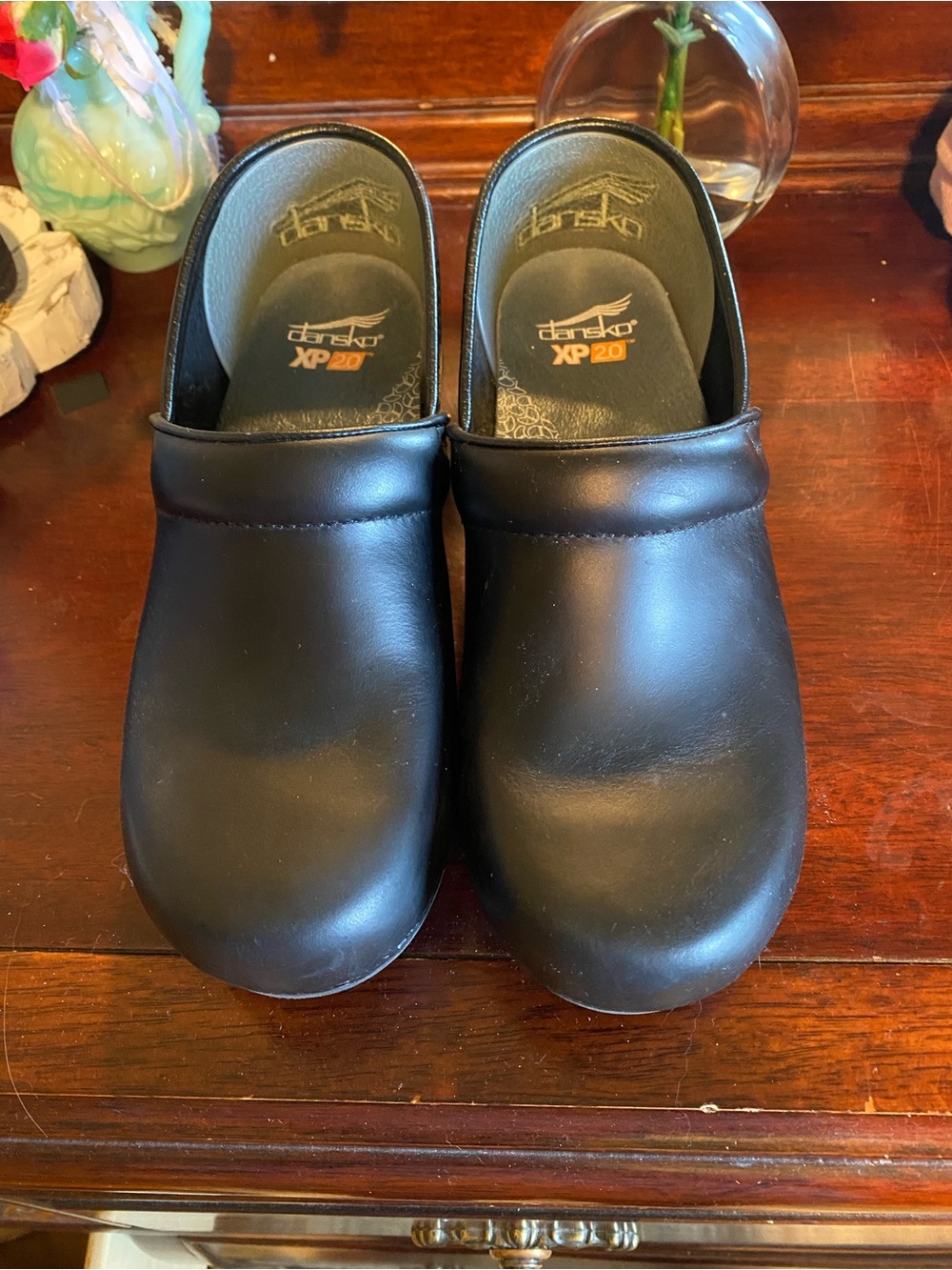 Dansko Black Leather Women's Slip-On Clogs